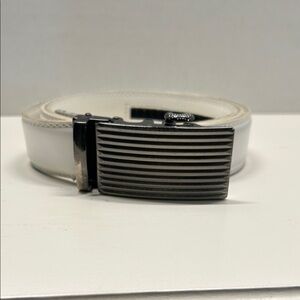 White Leather Ratchet Belt for Men - Size 44"